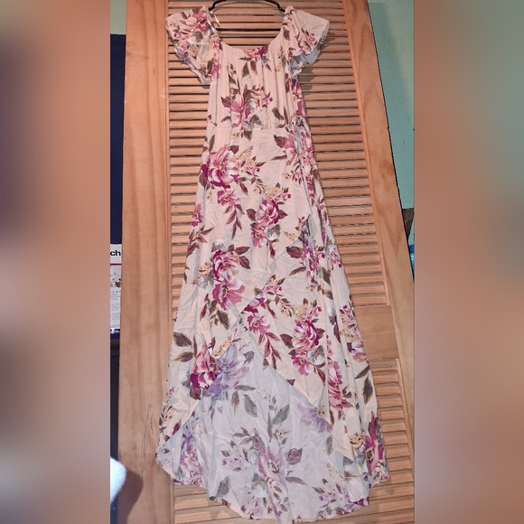 Band of Gypsies Dresses & Skirts - Band of Gypsies Floral Maxi Dress - Pink and Cream